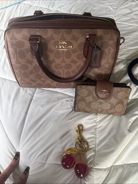 Coach Brown Signature Dome Satchel with Gold Hardware
